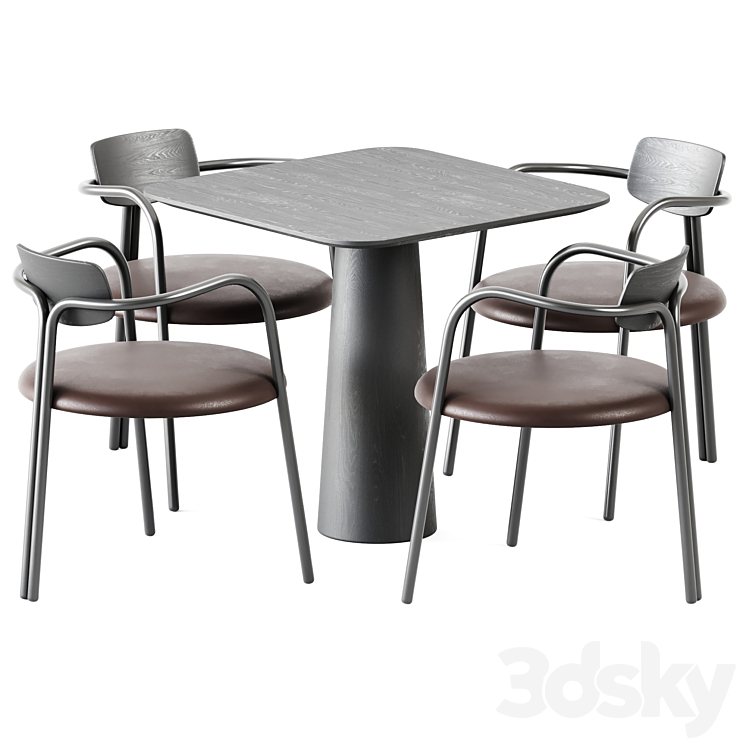 Table POV 460 S80 by Ton and Chair Via Veneto by De Castelli 3DS Max Model - thumbnail 1