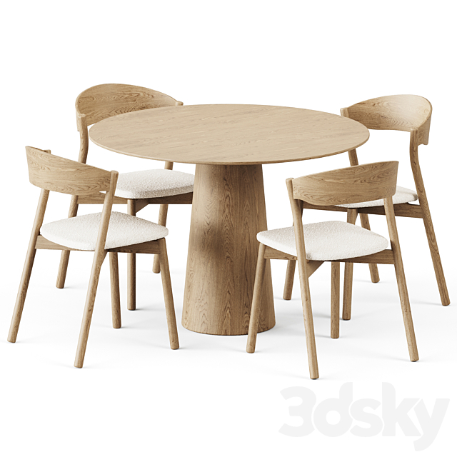 Table POV D110 by Ton and Wooden Chair Tube by Miniforms 3DSMax File - thumbnail 1