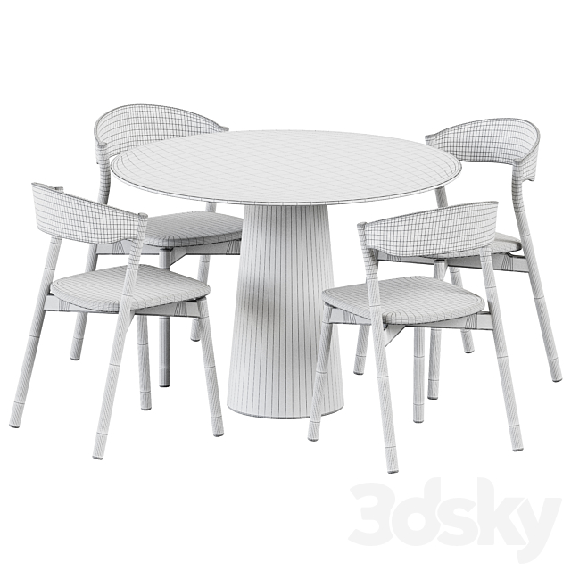 Table POV D110 by Ton and Wooden Chair Tube by Miniforms 3DSMax File - thumbnail 2