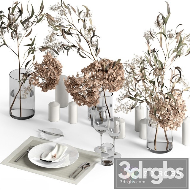 Table Setting With Dry Plants 3dsmax Download - thumbnail 1