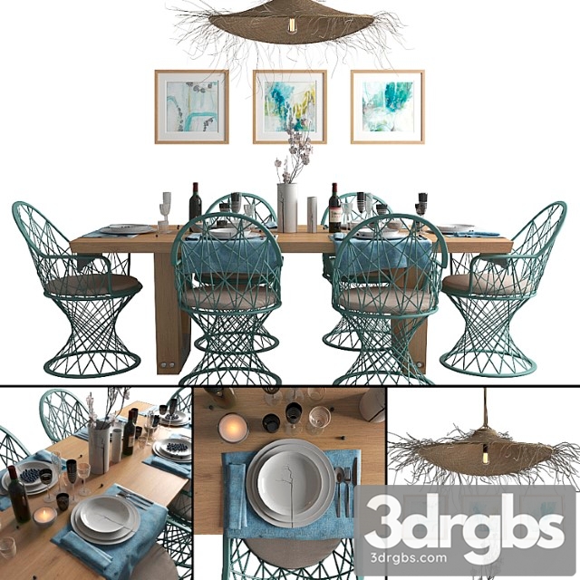 Table setting with porcelain dibbern 2 3dsmax Download - thumbnail 1