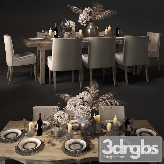 Table Slabs Pottery Barn Chairsl 3dsmax Download - thumbnail 1