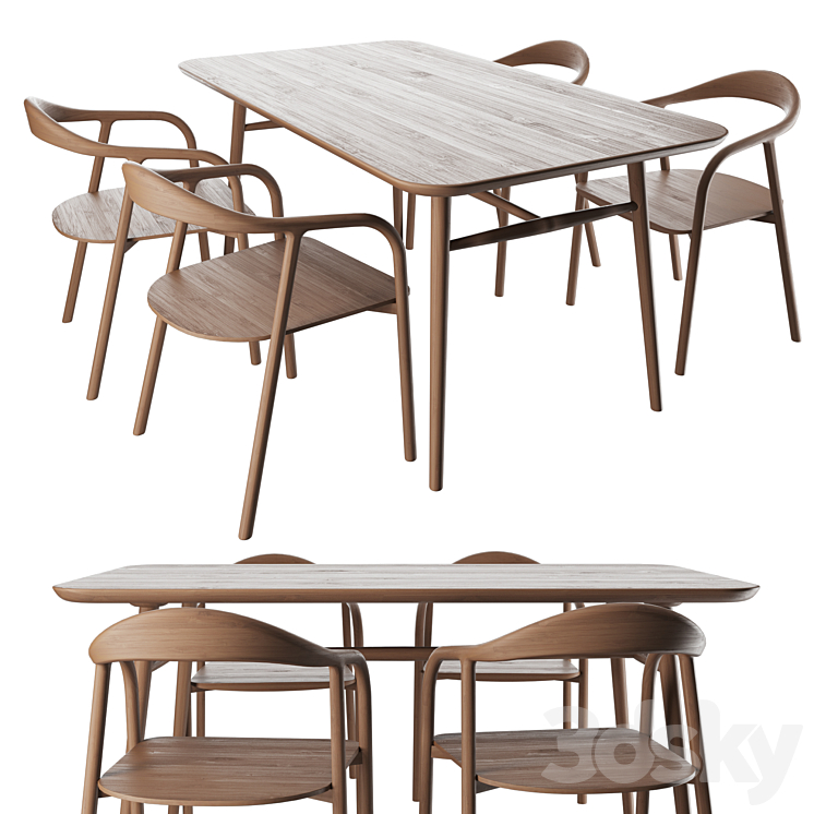 Table Typhoon with chairs Bio 3DS Max Model - thumbnail 1