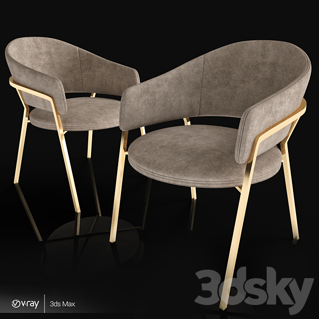 Table with chair 3DS Max Model - thumbnail 2