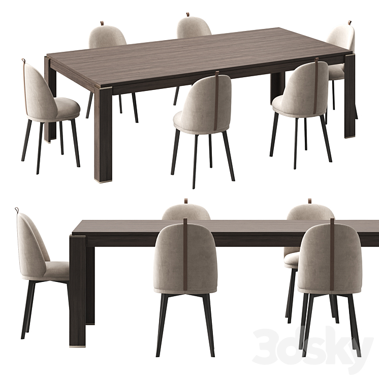 Table with chairs BUDA by LASKASAS 3DS Max Model - thumbnail 2