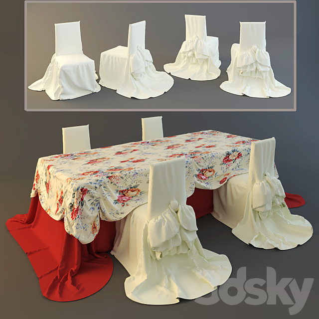 Tablecloth and chair covers 3ds Max - thumbnail 1