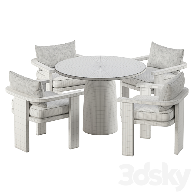 Tahana Outdoor Dining Armchair and Basil Table By Fourhands 3DS Max Model - thumbnail 6