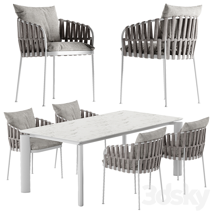 Talenti Frame chair Domino table set 3DS Max Model - thumbnail 1