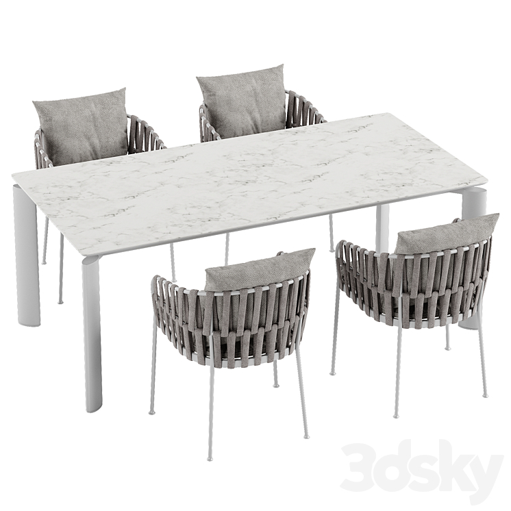 Talenti Frame chair Domino table set 3DS Max Model - thumbnail 2