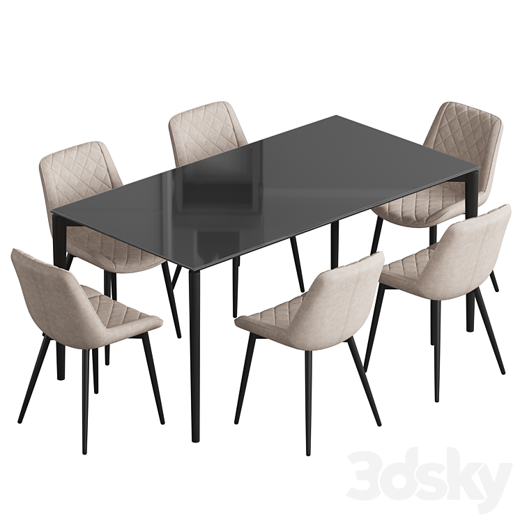 Tandil table La forma Affair Dining set 3DS Max Model - thumbnail 2