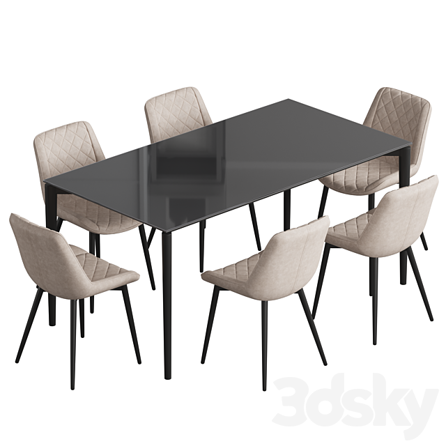 Tandil table La forma Affair Dining set 3DSMax File - thumbnail 2