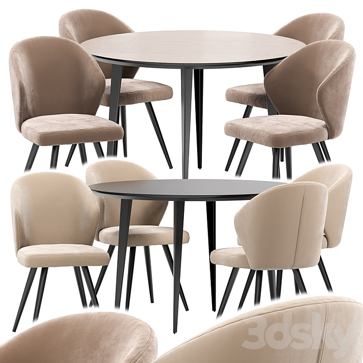 Tango dining chair and Watford table 3DS Max - thumbnail 1