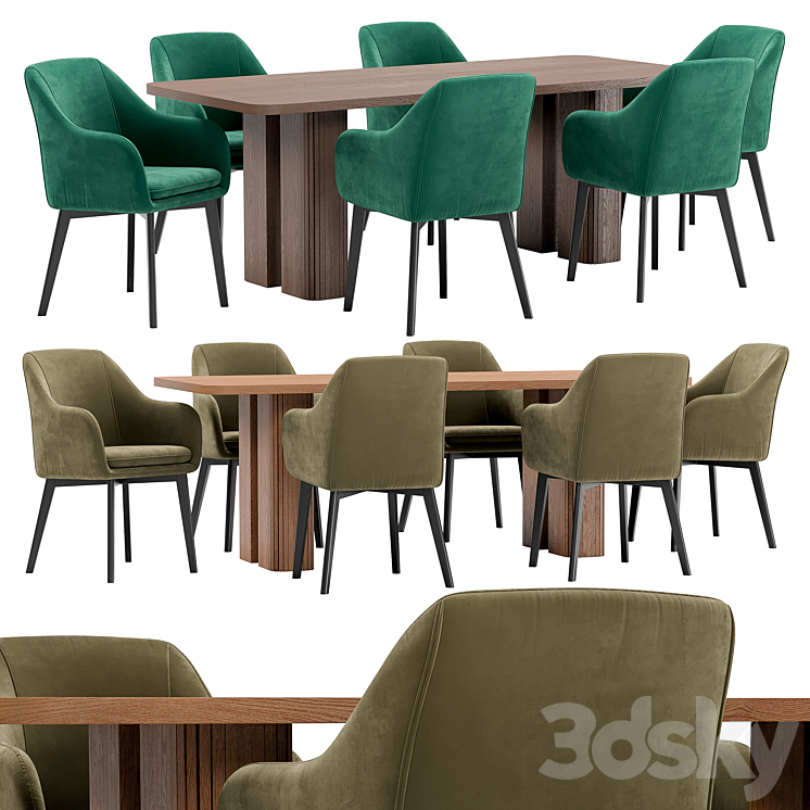 Texas dining chair and Lazar table 3DS Max Model - thumbnail 1