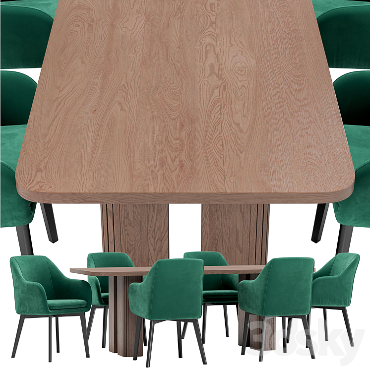 Texas dining chair and Lazar table 3DS Max - thumbnail 2