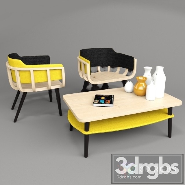 The Frame Armchair and Table 3dsmax Download - thumbnail 1