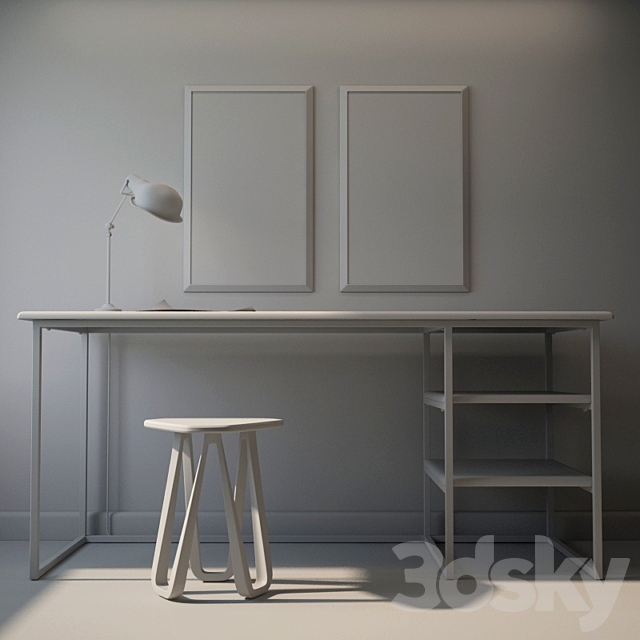 The_desk_metal _ & _ wood 3ds Max - thumbnail 3