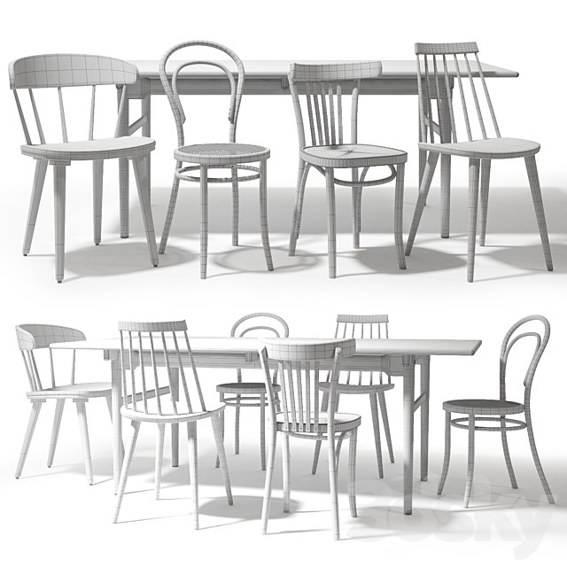 Thonet and ikea chairs set 3DS Max Model - thumbnail 5