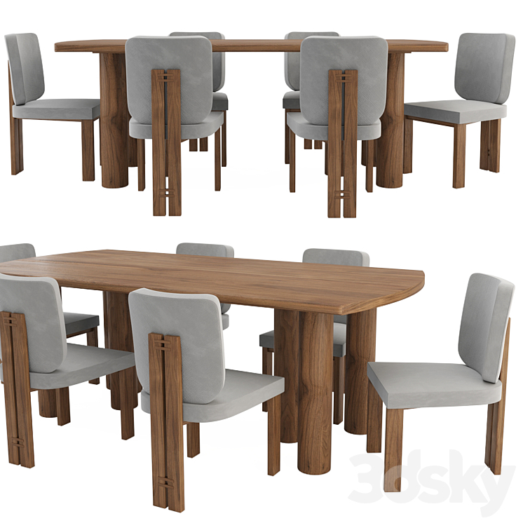 Throop Table and Dining Chair 3DS Max Model - thumbnail 1