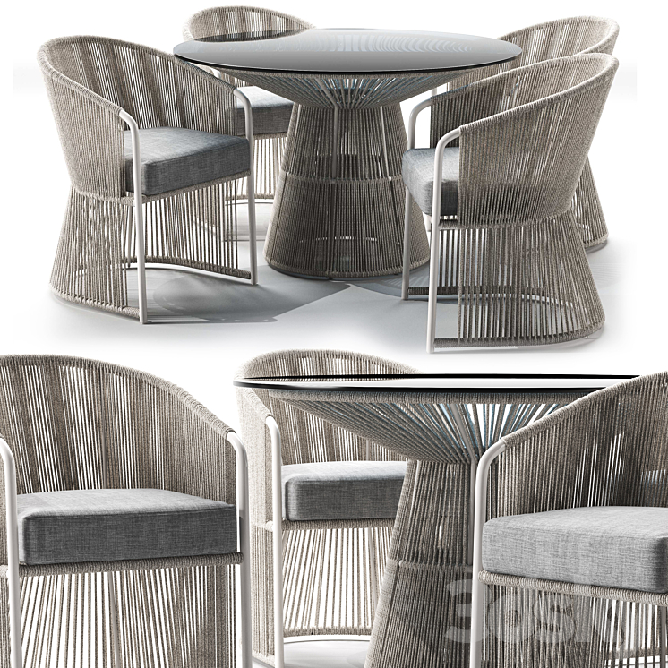 Tibidabo Table and Tibidabo Dining Armchair 3DS Max - thumbnail 1