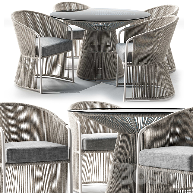 Tibidabo Table and Tibidabo Dining Armchair 3DSMax File - thumbnail 1