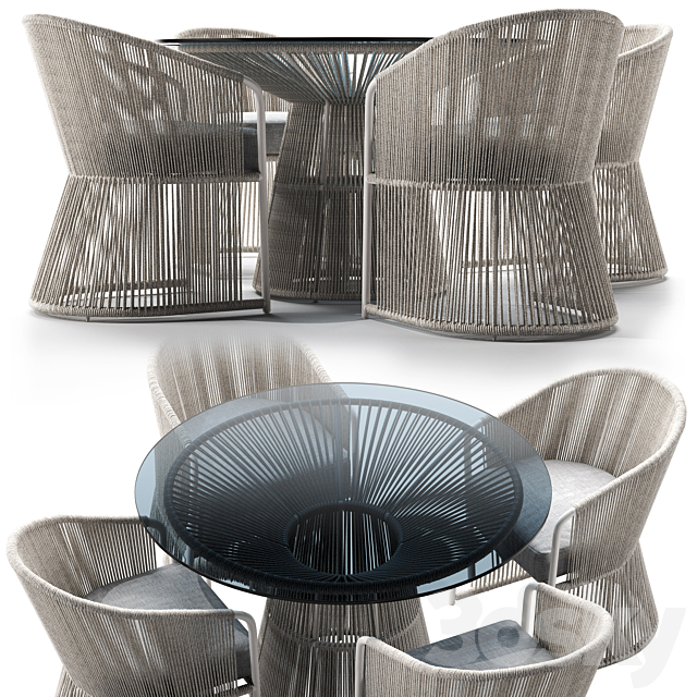 Tibidabo Table and Tibidabo Dining Armchair 3DSMax File - thumbnail 2