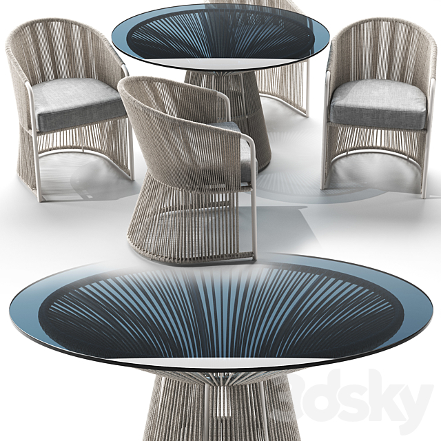 Tibidabo Table and Tibidabo Dining Armchair 3DSMax File - thumbnail 4