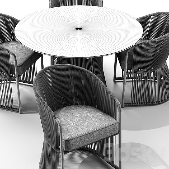 Tibidabo Table and Tibidabo Dining Armchair 3DSMax File - thumbnail 5