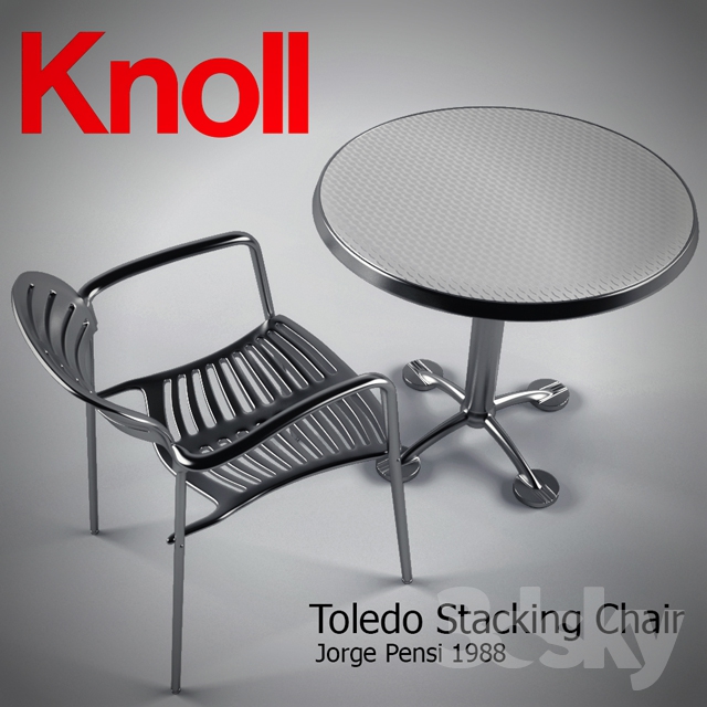 Toledo Stacking Chair and Pensi Table 3DS Max - thumbnail 3