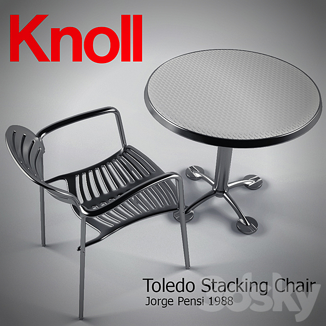 Toledo Stacking Chair and Pensi Table 3DSMax File - thumbnail 1