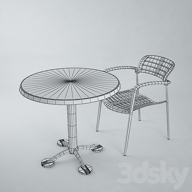 Toledo Stacking Chair and Pensi Table 3DSMax File - thumbnail 3