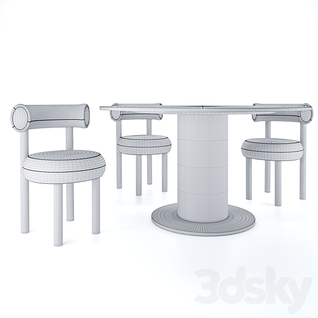 Tom Dixon FAT Dining chair & TUBE WIDE Dining table 3DS Max Model - thumbnail 3