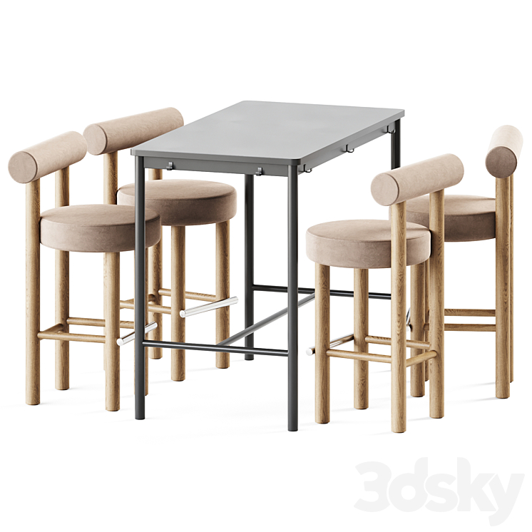 Tommaryd table by Ikea and Counter Bar Gropius CS2 by Noom 3DS Max Model - thumbnail 3