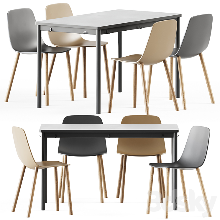 Tommaryd table by Ikea and Maarten Plastic Chair by Viccarbe 3DS Max - thumbnail 1