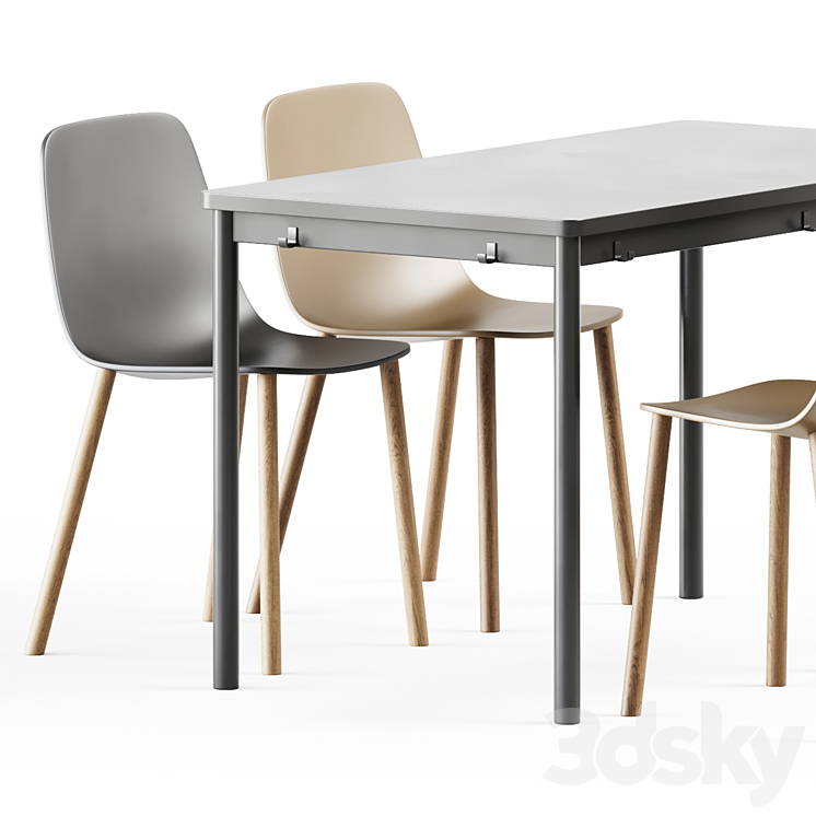 Tommaryd table by Ikea and Maarten Plastic Chair by Viccarbe 3DS Max - thumbnail 2