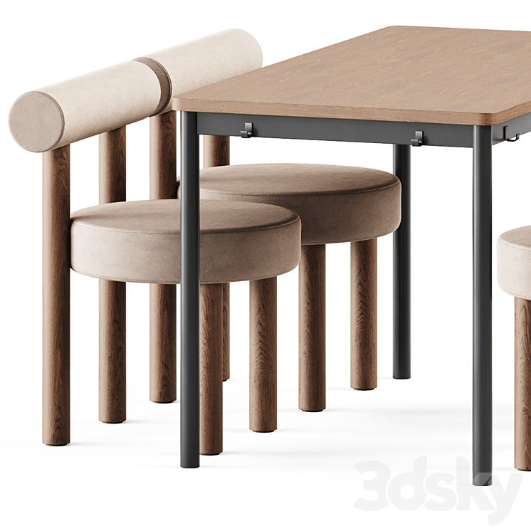 Tommaryd wooden table by Ikea and Chair Gropius CS2 by Noom 3DS Max Model - thumbnail 2