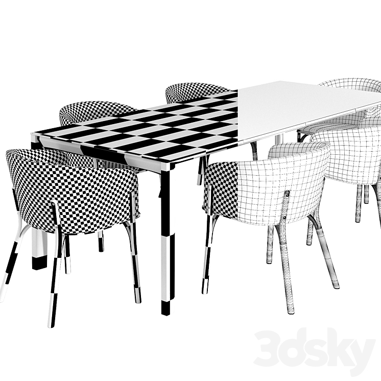 Ton armchair split table trapez 3DS Max - thumbnail 2