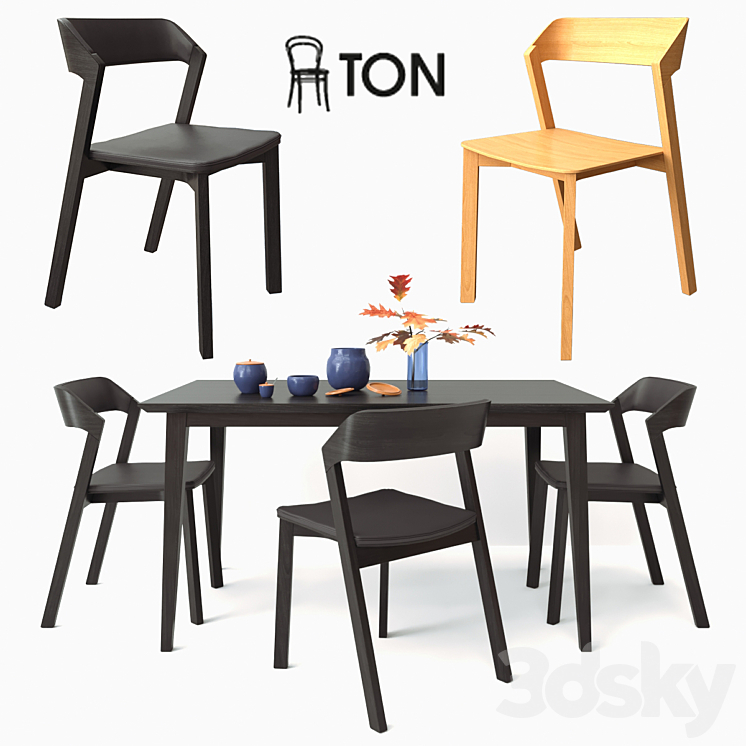 TON merano chair and jutland table 3DS Max - thumbnail 1