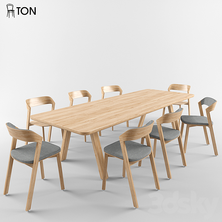 Ton Merano chair + Table stelvio 3DS Max - thumbnail 1