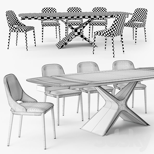 Tonin Casa Calliope table Malva chair 3DSMax File - thumbnail 4