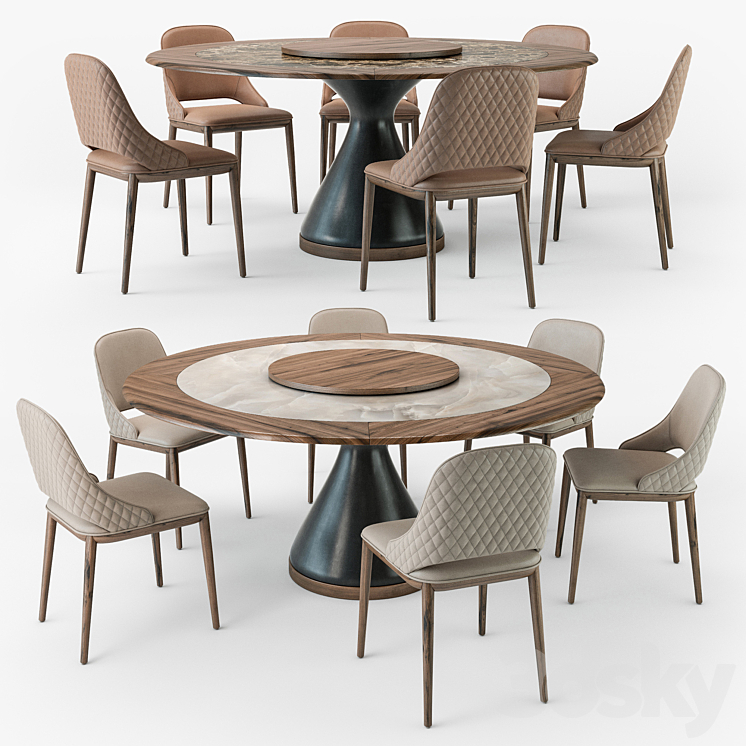 Tonin Casa Dolly table Malva Elite chair 3DS Max - thumbnail 2