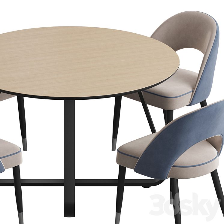 Toronto table Holly chair Dining set 3DS Max Model - thumbnail 2