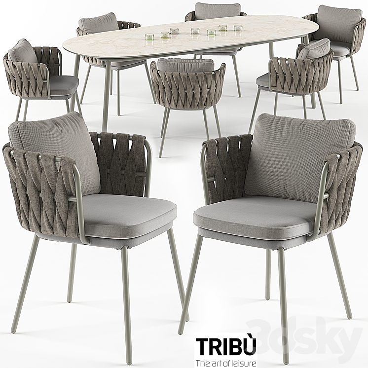 Tosca table & armchair set 3DS Max - thumbnail 1