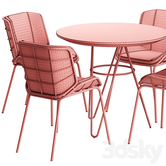 Traba SKIN MET RED CHAIR TABLE GIACOMO CATTANI 3DSMax File - thumbnail 5