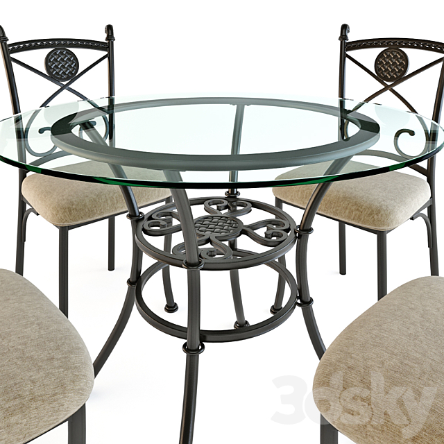 Traditional style dining table set 3DS Max Model - thumbnail 4