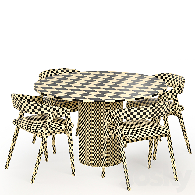 trevor chair with palaise dining table 3DS Max Model - thumbnail 5