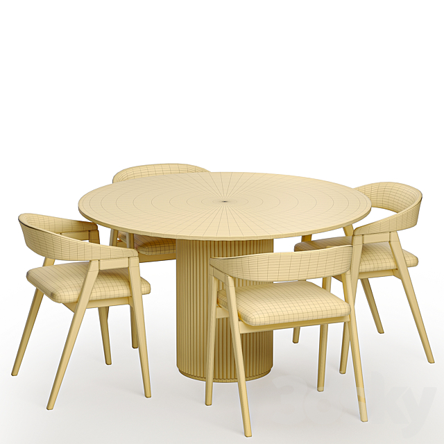 trevor chair with palaise dining table 3DS Max Model - thumbnail 6