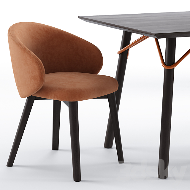 Tria table CB4807-FR 160 and Tuka rounded chair – connubia calligaris 3DS Max Model - thumbnail 4