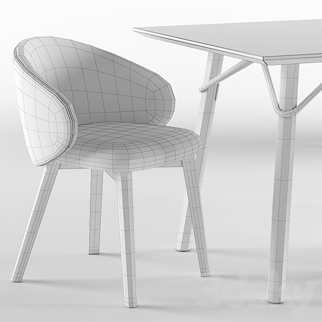 Tria table CB4807-FR 160 and Tuka rounded chair – connubia calligaris 3DS Max Model - thumbnail 5