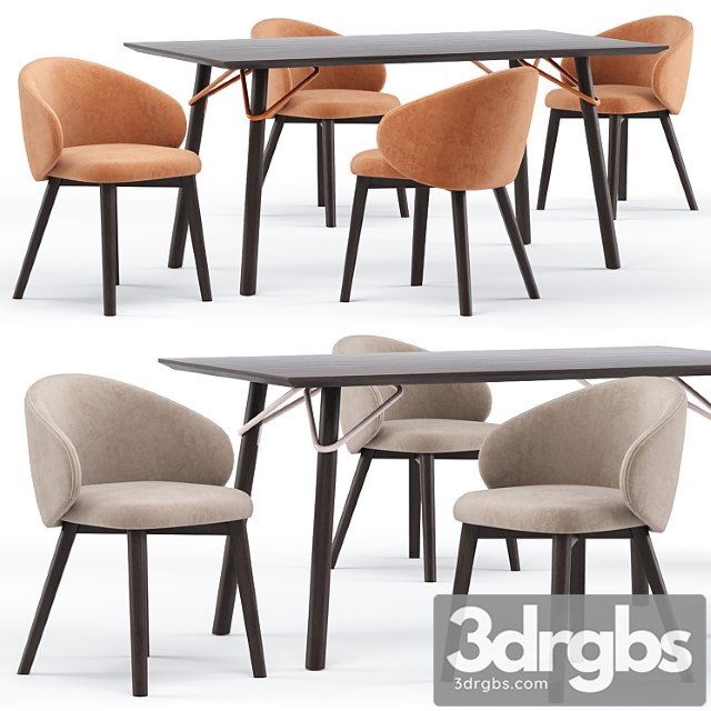 Tria table cb4807-fr 160 and tuka rounded chair – connubia calligaris - thumbnail 1