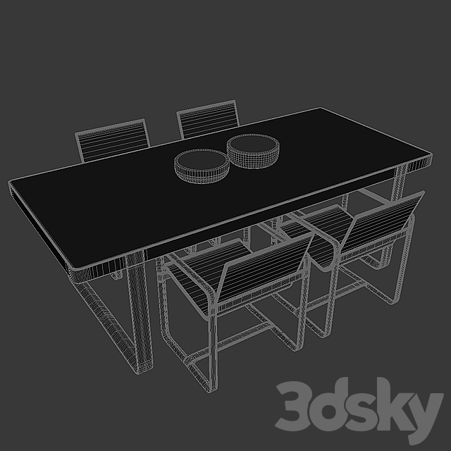 Tribu Armchair Table 3DS Max Model - thumbnail 3